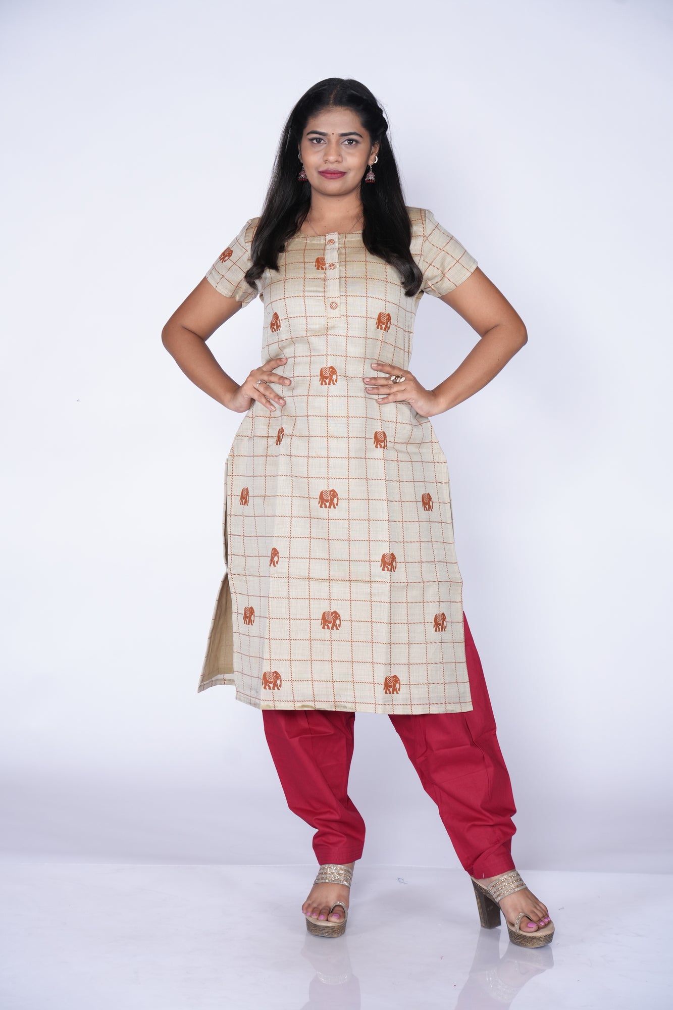 Oat Elephant Printed Kurti