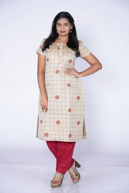 Oat Elephant Printed Kurti