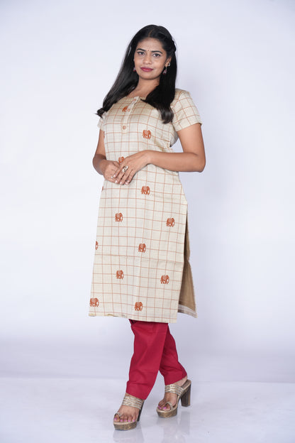 Oat Elephant Printed Kurti