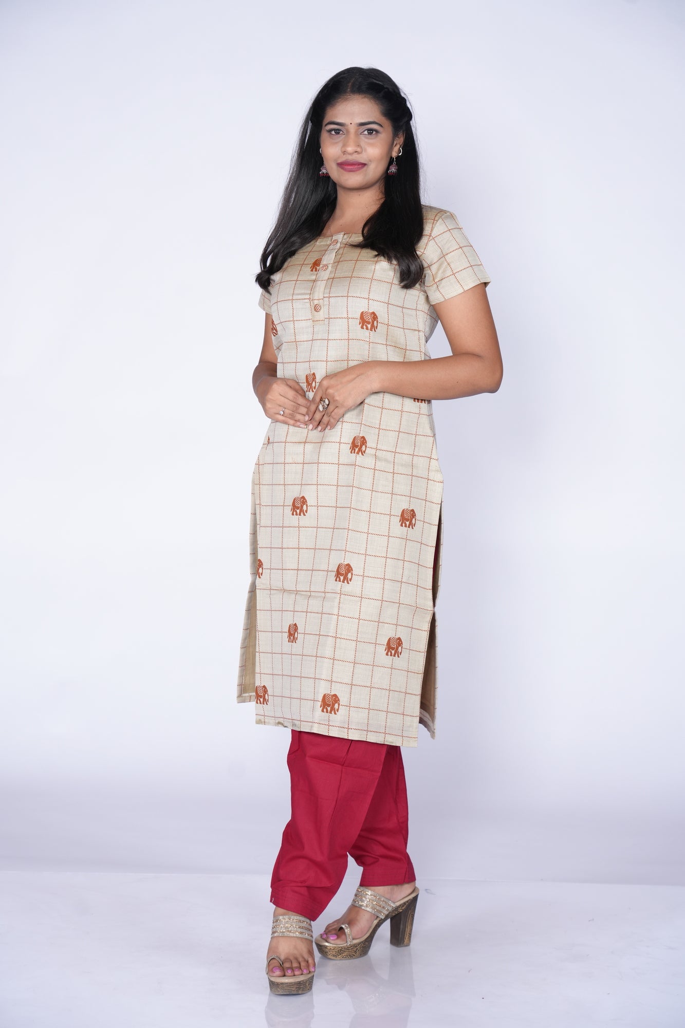 Oat Elephant Printed Kurti