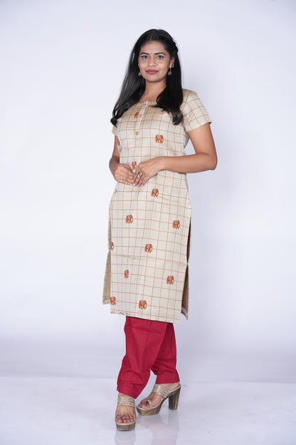 Oat Elephant Printed Kurti