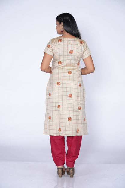 Oat Elephant Printed Kurti