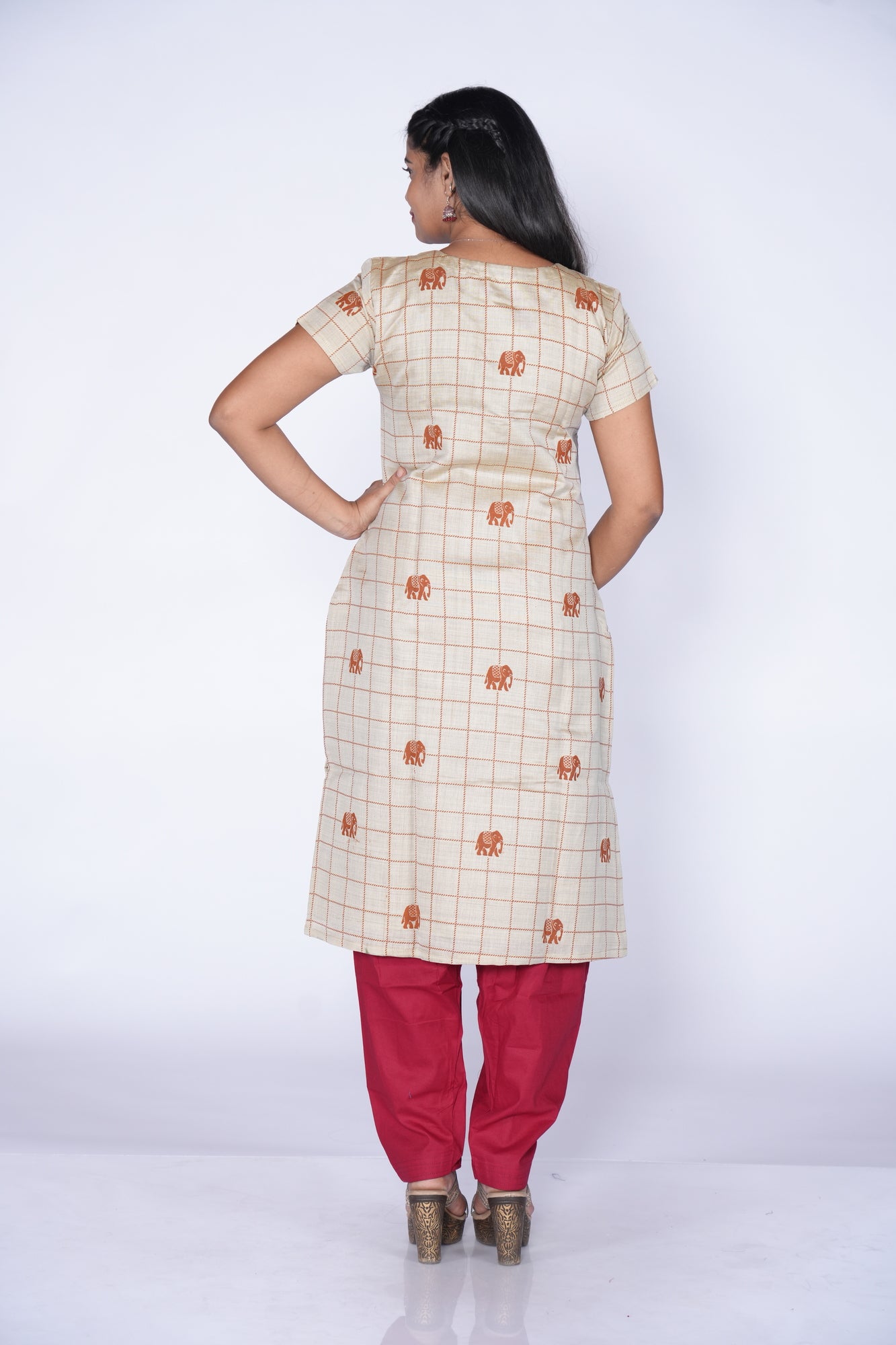 Oat Elephant Printed Kurti