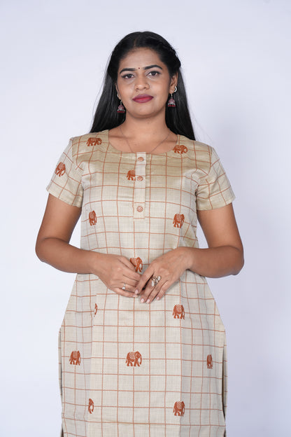 Oat Elephant Printed Kurti