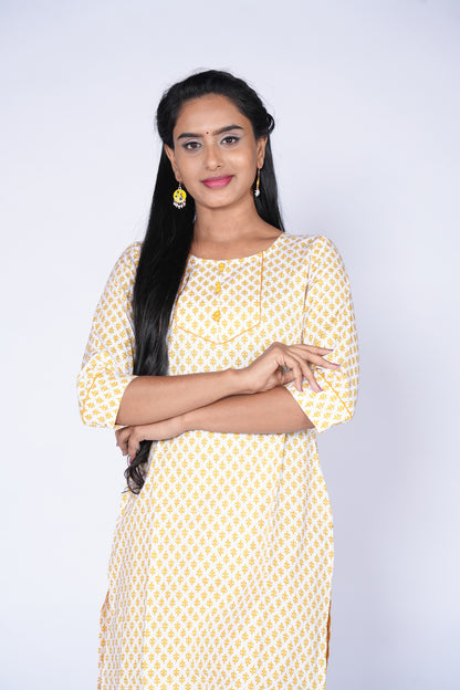 White Yellow Cotton Top