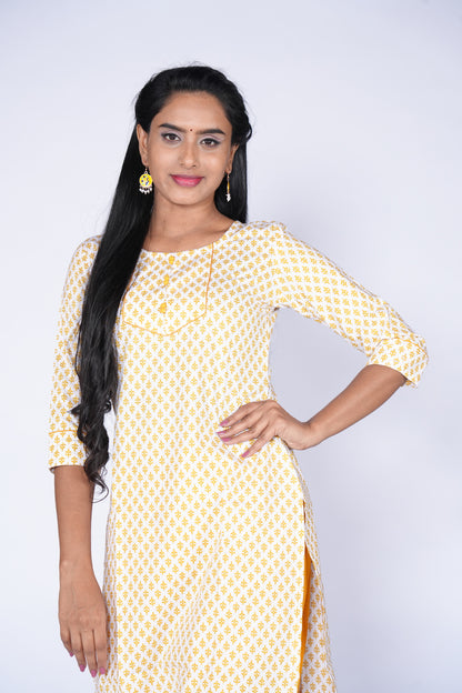 White Yellow Cotton Top