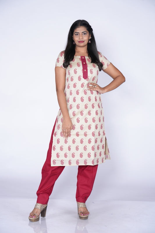 Oat Mango Printed Kurti