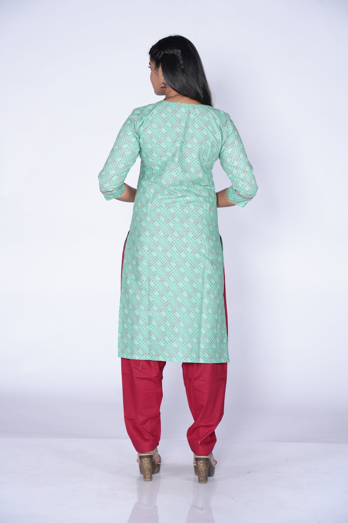 Sea Green Potli Button Cotton Top