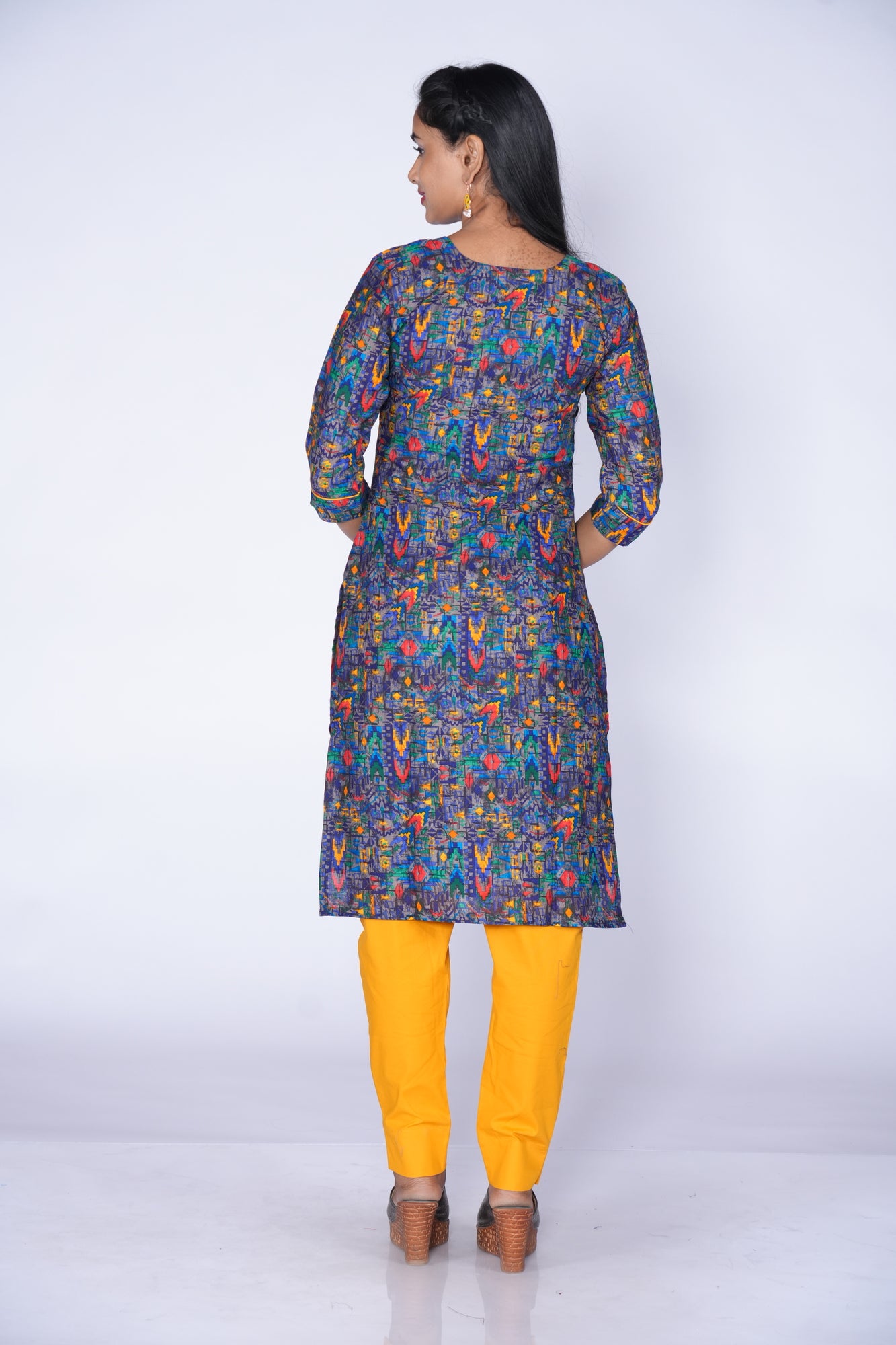 Premium Blue with Multicolour kurti