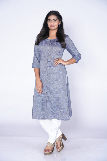 Graceful Grey white Dots: Cotton Kurti