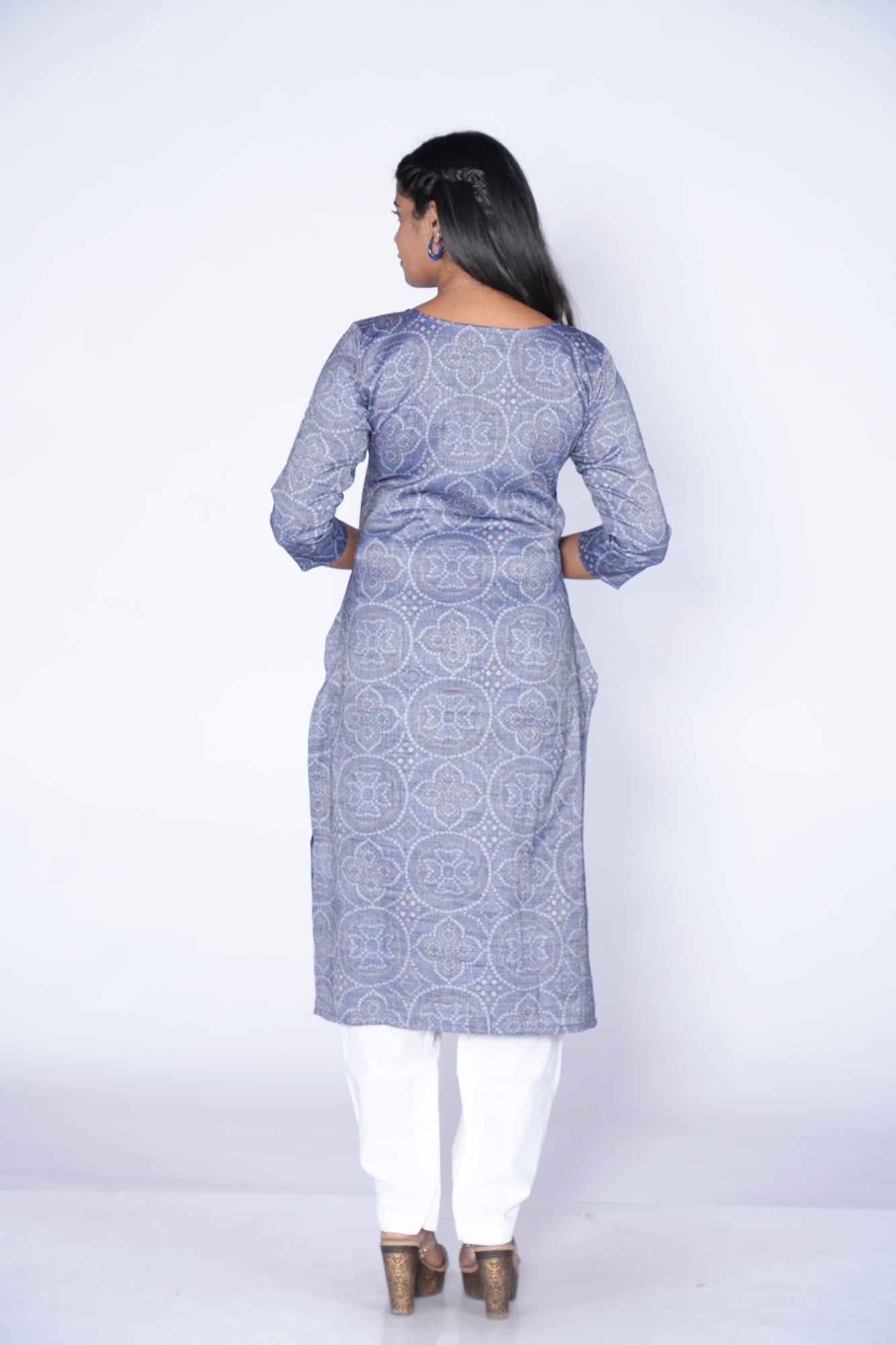 Graceful Grey white Dots: Cotton Kurti