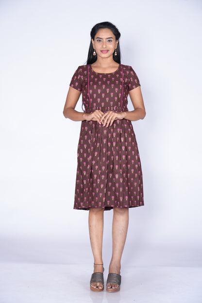 Coffee Pink Color Soft cotton Frock