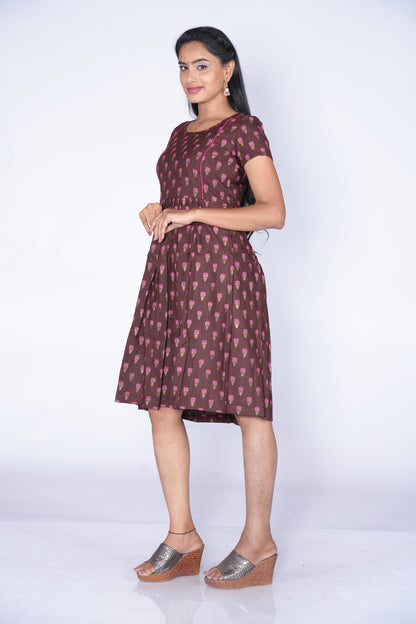 Coffee Pink Color Soft cotton Frock