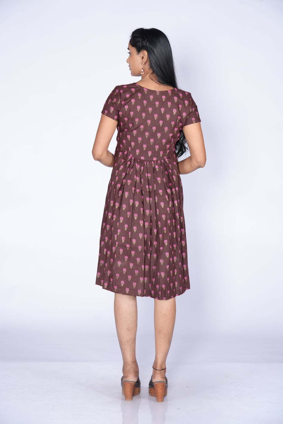 Coffee Pink Color Soft cotton Frock