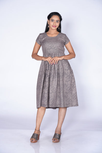 Grey Color self-printed Frock