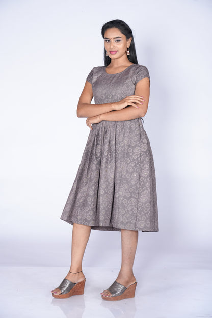 Grey Color self-printed Frock