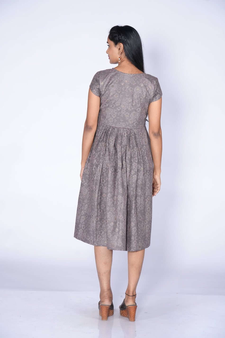 Grey Color self-printed Frock