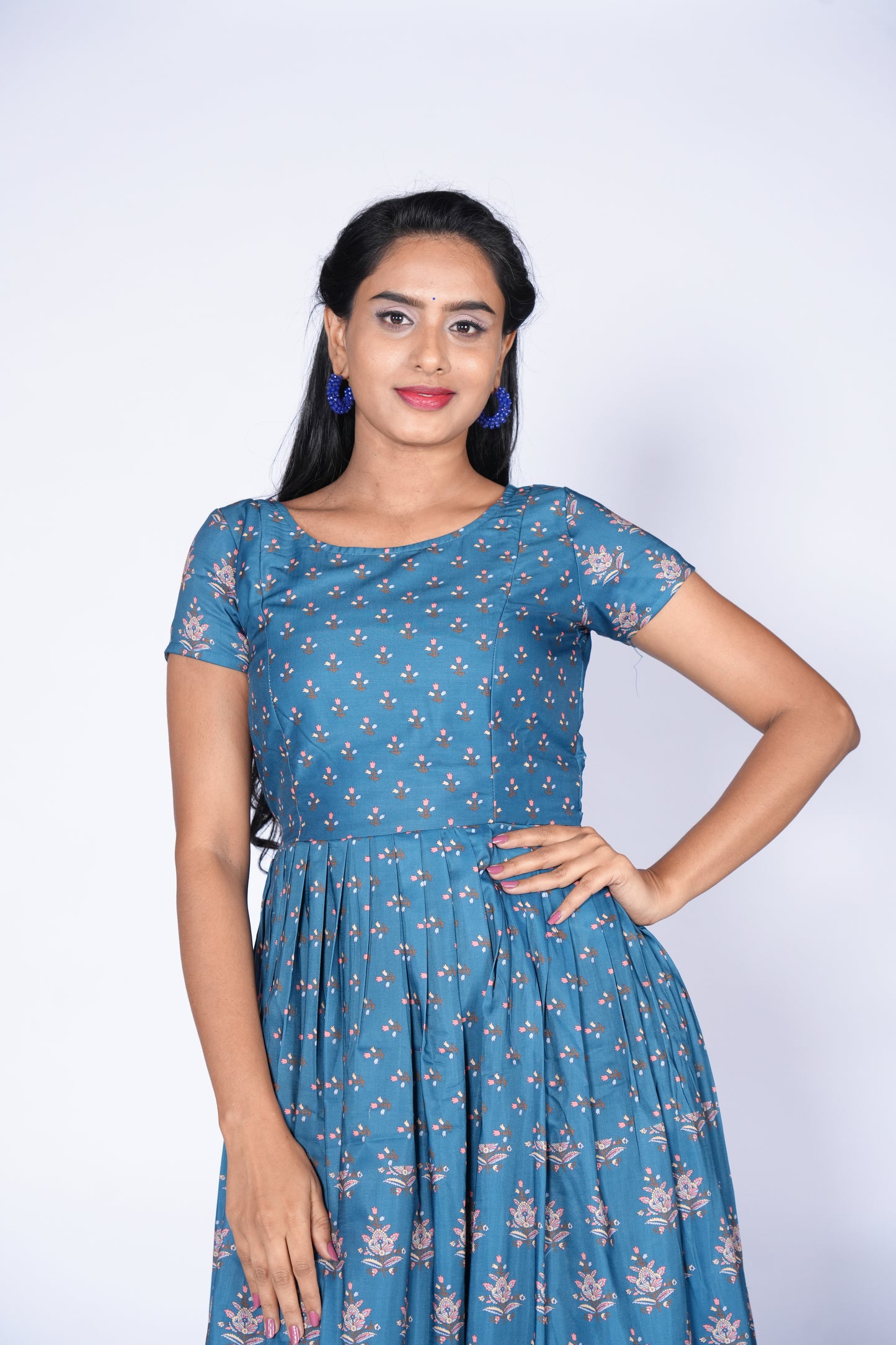 Blue Floral Frill Frock