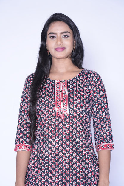 Black and Red Cotton kurti