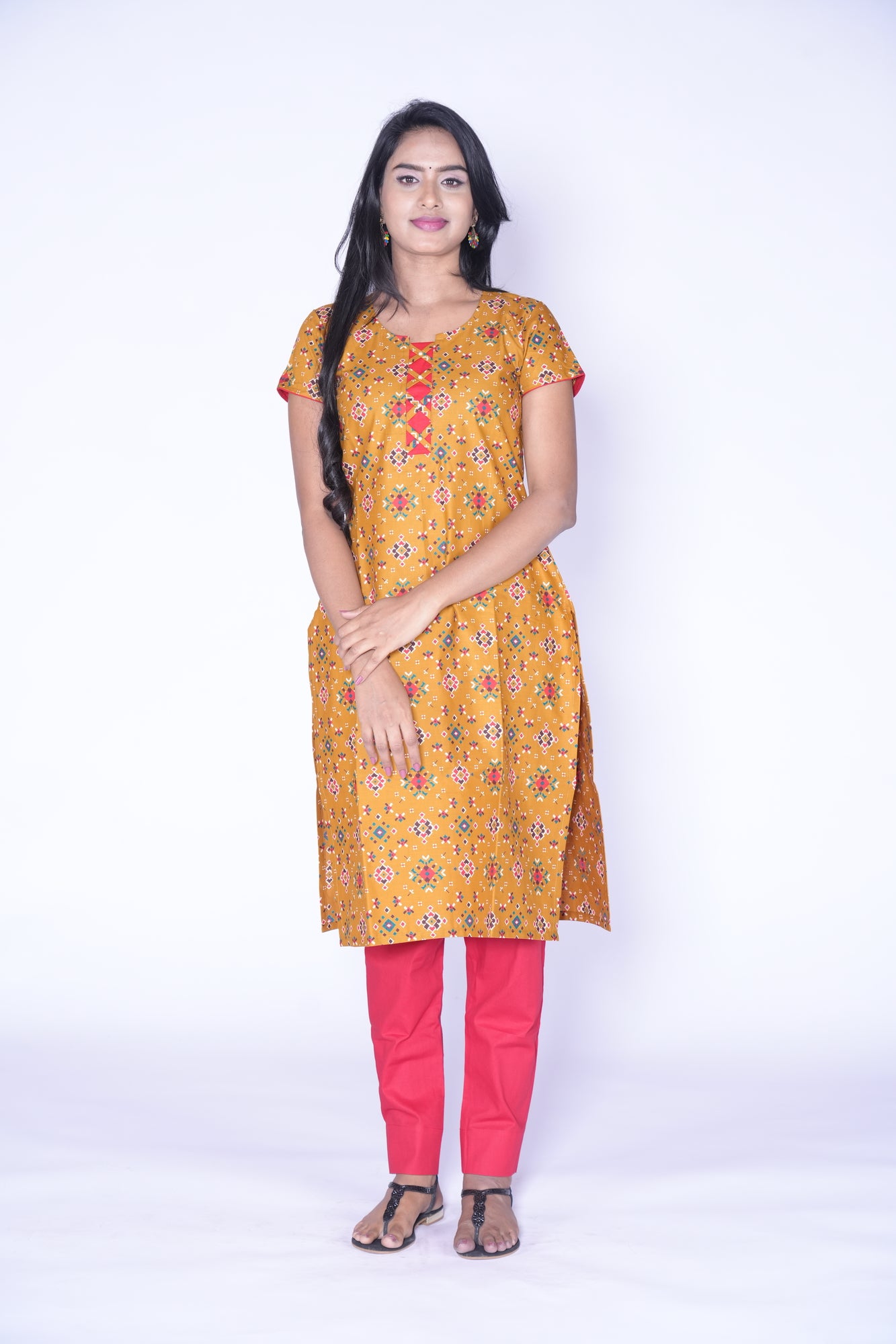 Patola Design cotton Yellow and Red