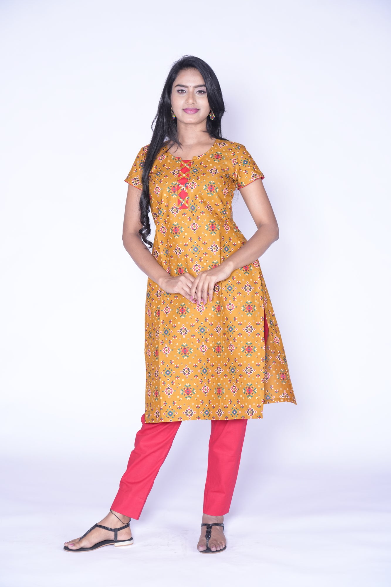 Patola Design cotton Yellow and Red