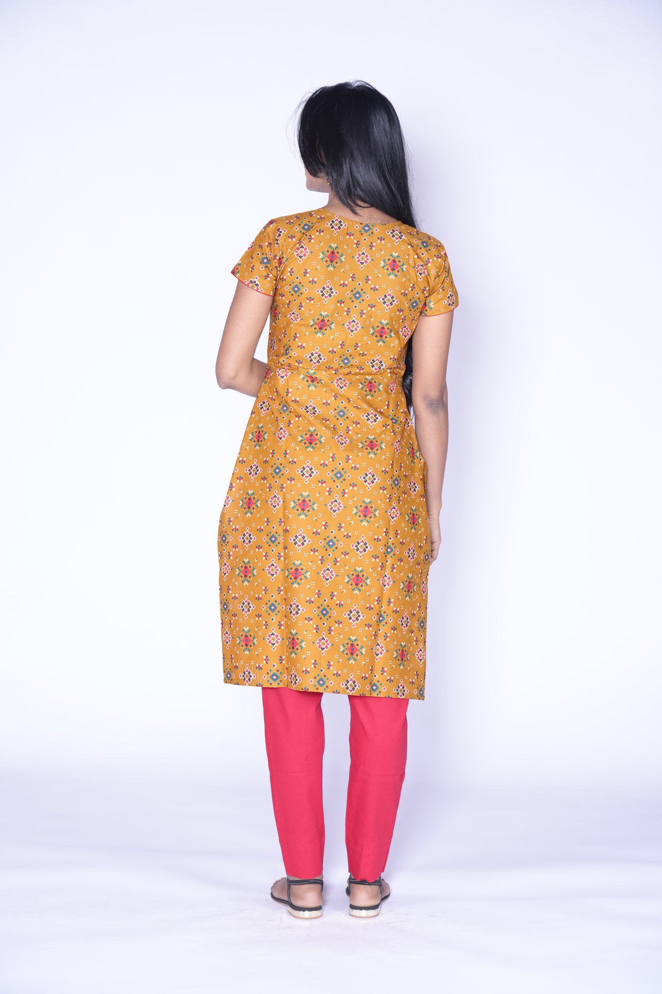 Patola Design cotton Yellow and Red