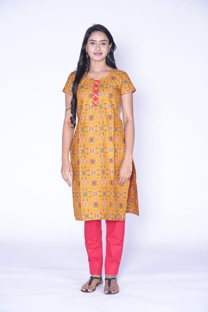 Patola Design cotton Yellow and Red