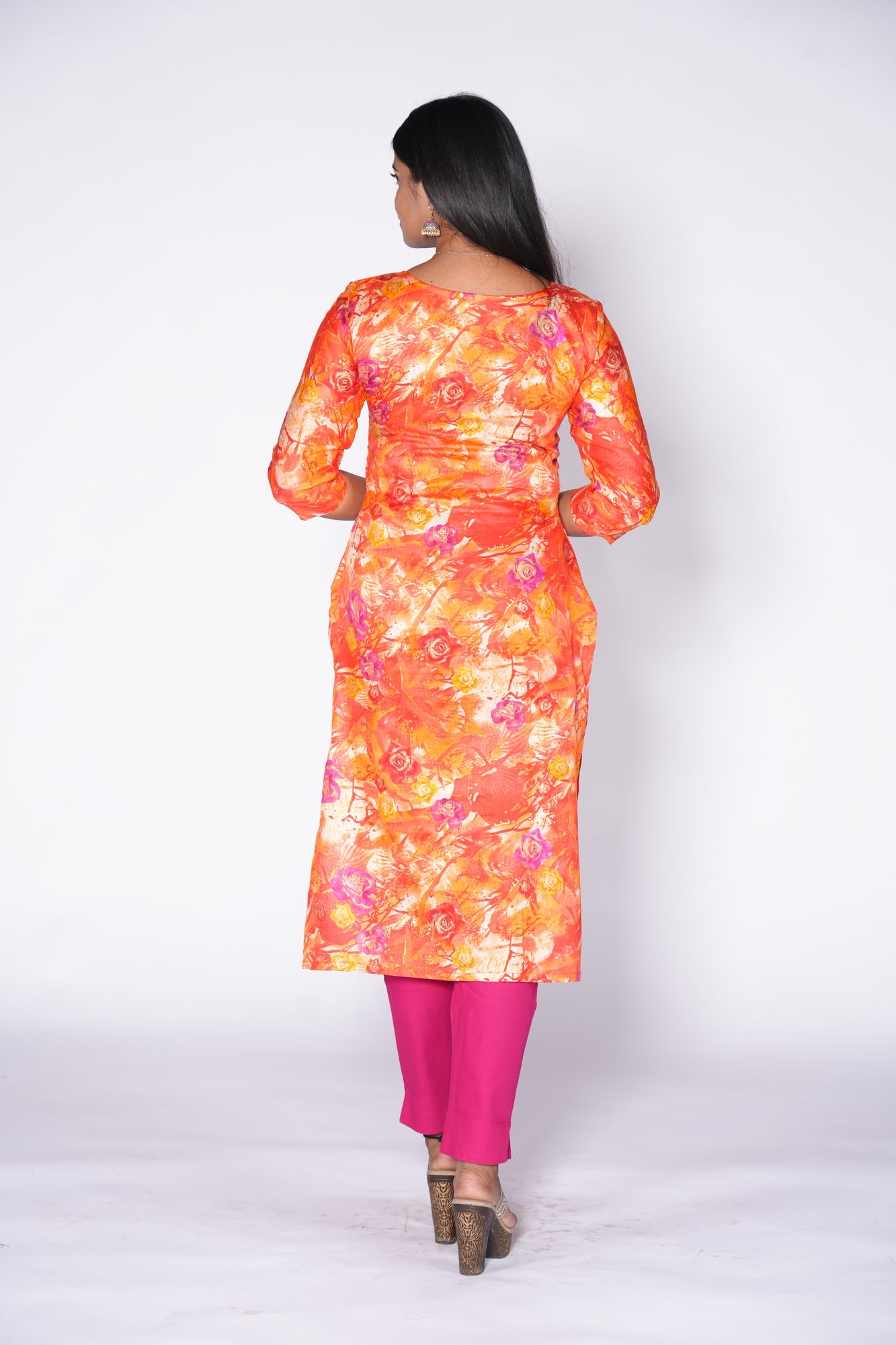 Orange Pink Rayon Cotton Top