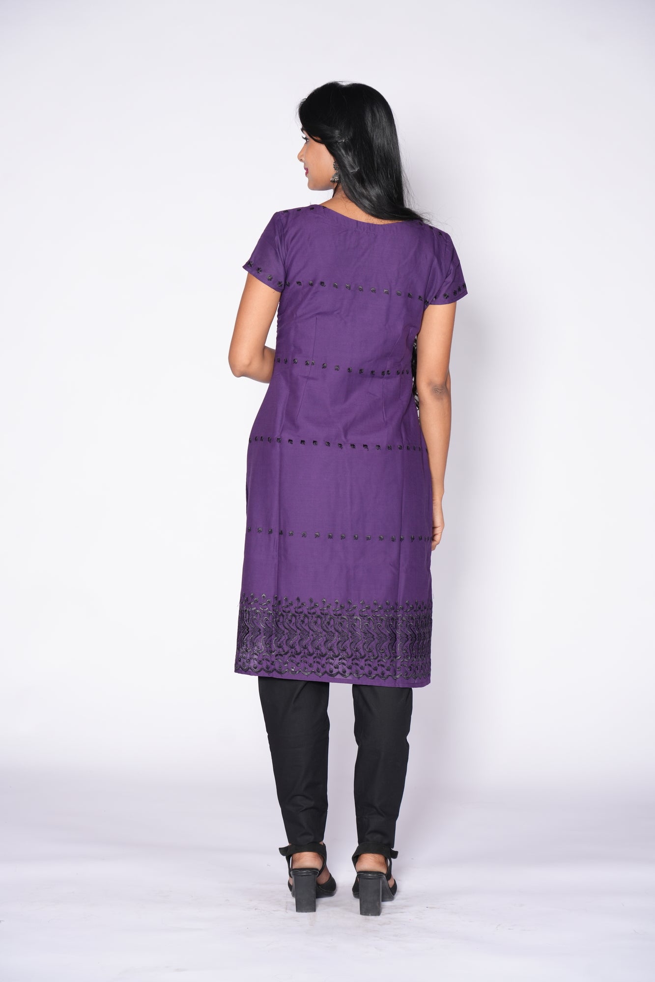 Purple cotton kurti with Chikankari work