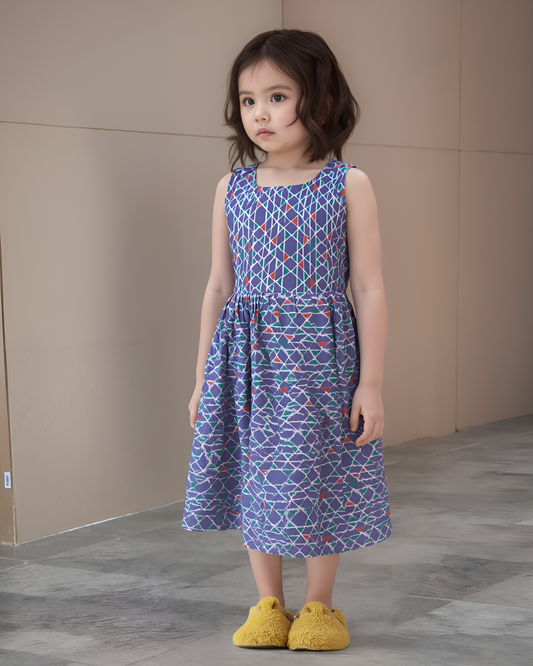 Purple Frock With Zig Zag Print