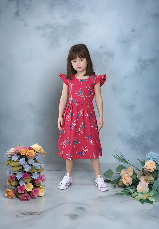 Floral Beauty in Maroon Frock