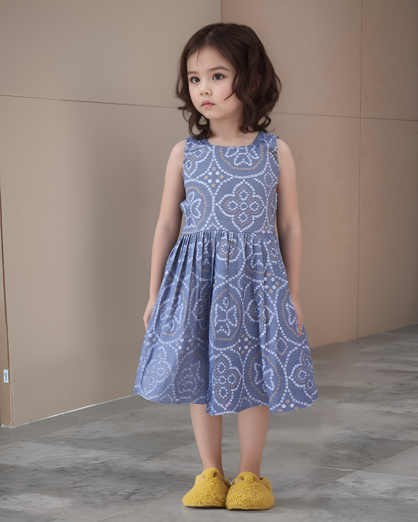 Beautiful Bandini Print Purple Frock