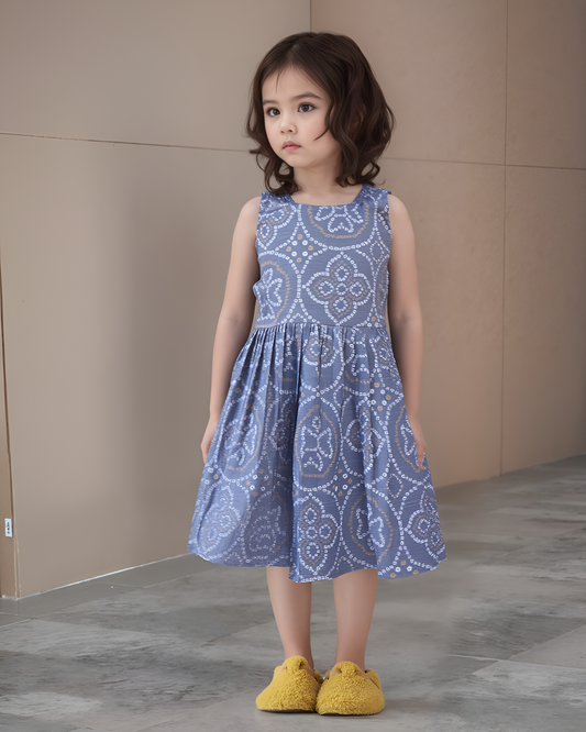 Beautiful Bandini Print Purple Frock