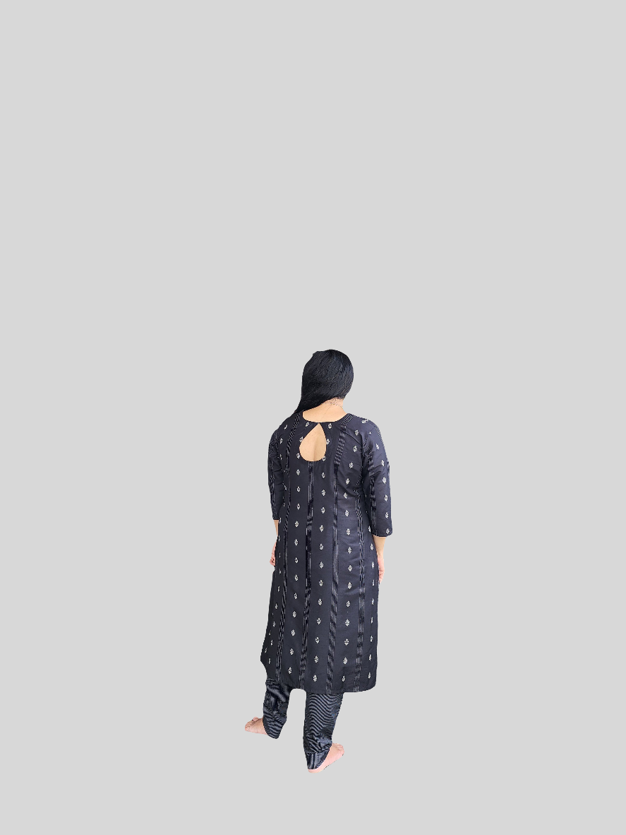 Black Cotton Dress Set