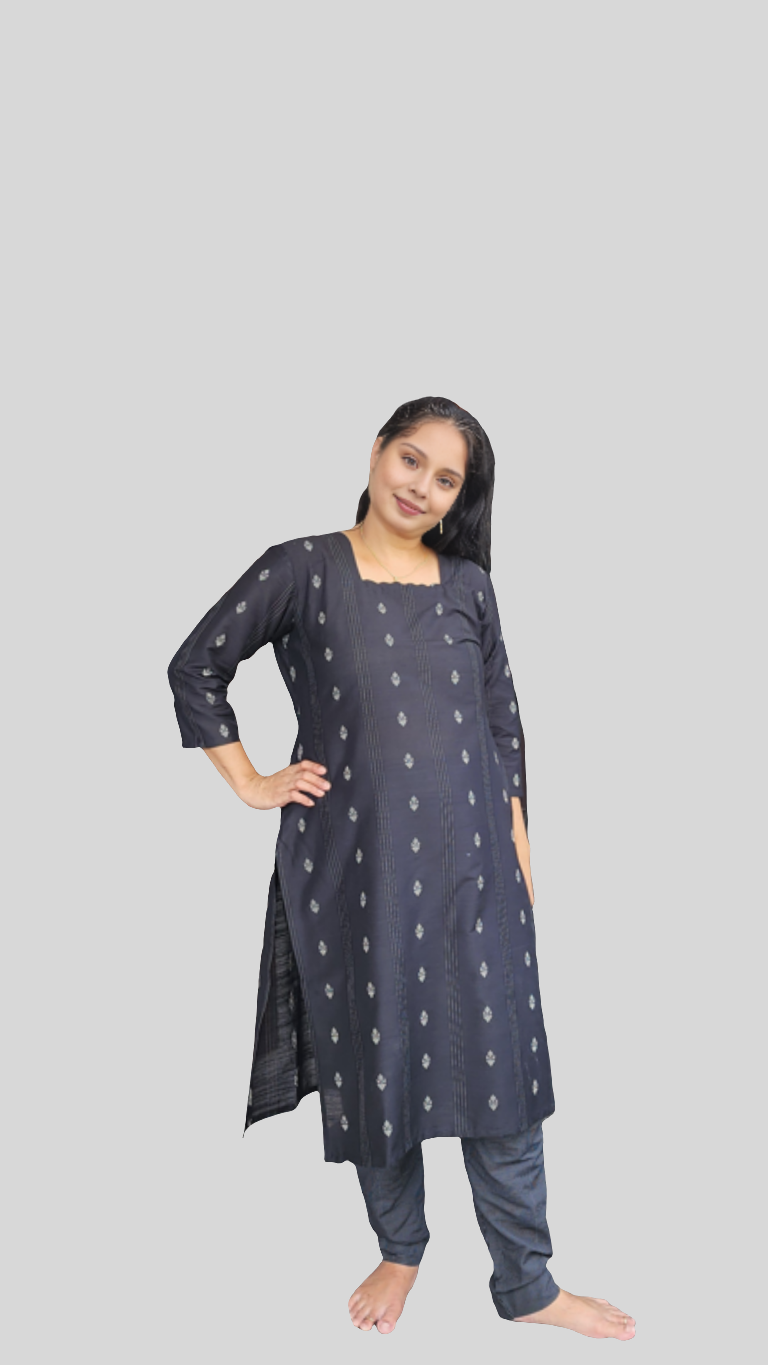 Black Cotton Dress Set