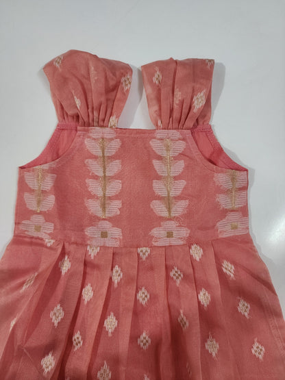 Peach Organza Kids Frock