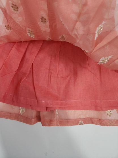 Peach Organza Kids Frock