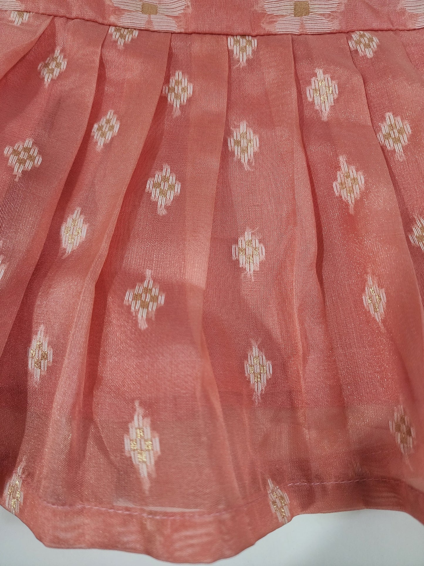 Peach Organza Kids Frock