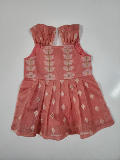 Peach Organza Kids Frock