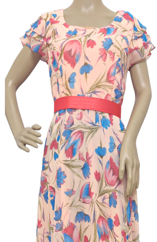 Umbrella Floral Frock top Peach