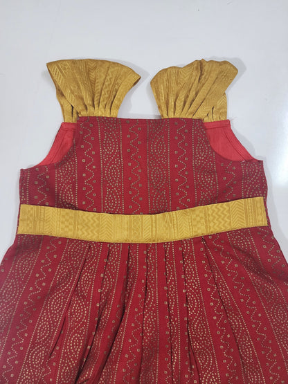 Red Rangoli Gold Kids Frock