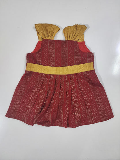 Red Rangoli Gold Kids Frock