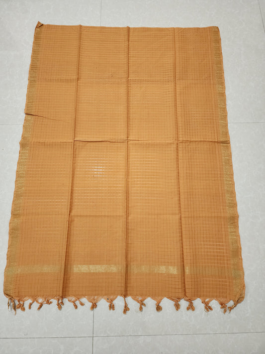 Handloom Cotton Brown Checks Dupatta