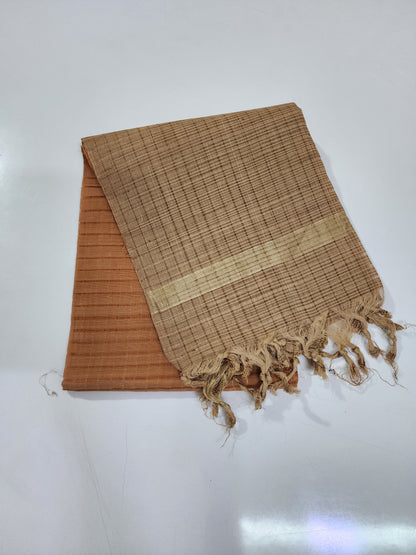 Handloom Cotton beige chocolate Dupatta