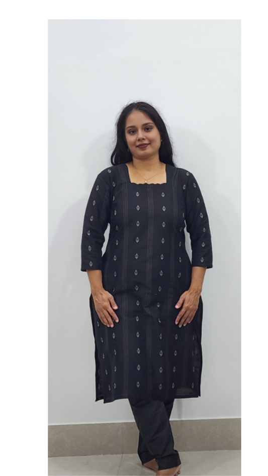 Black Cotton Dress Set