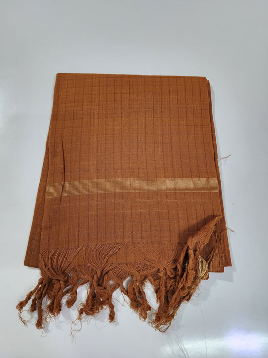 Handloom Cotton chocolate checks Dupatta