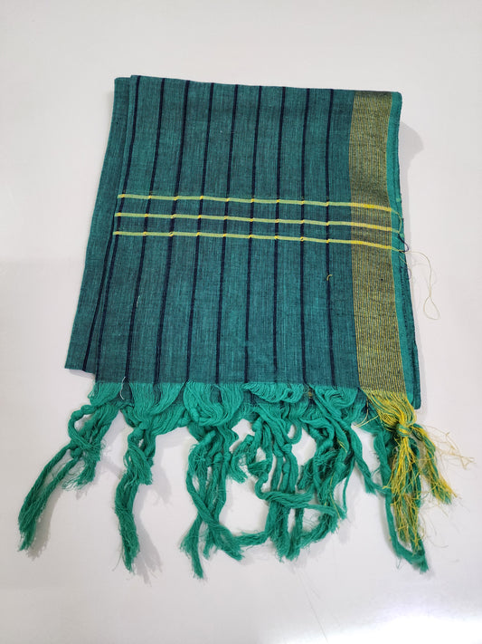 Handloom Cotton Turquoise Blue Dupatta