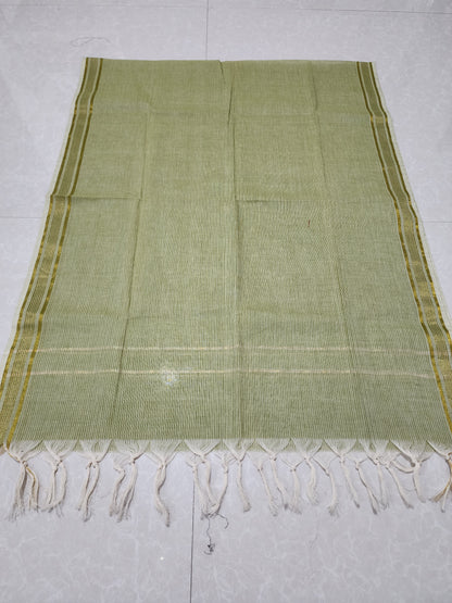 Handloom Cotton pista Green Dupatta