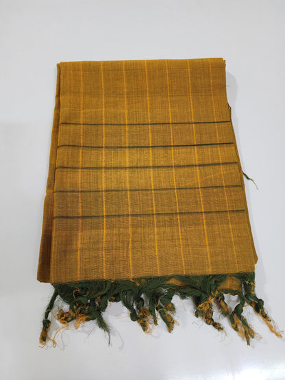 Handloom Cotton gold checks Dupatta