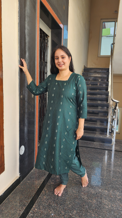 Green Cotton Dress Set